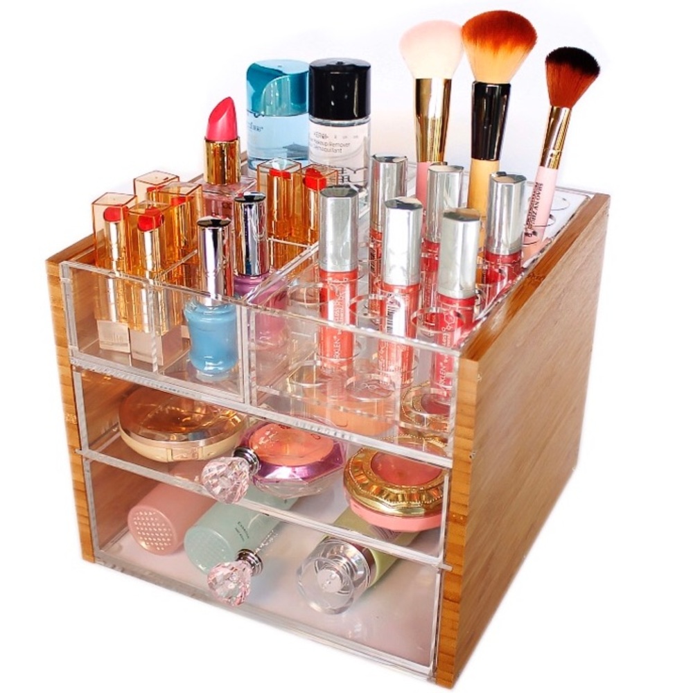 BAMBOO ACRYLIC MAKEUP ORGANIZER